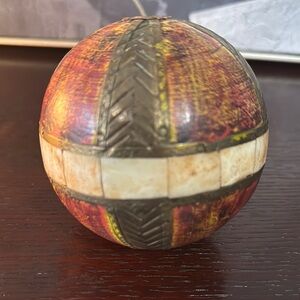 Red and Gold Geometric Art Sculpture